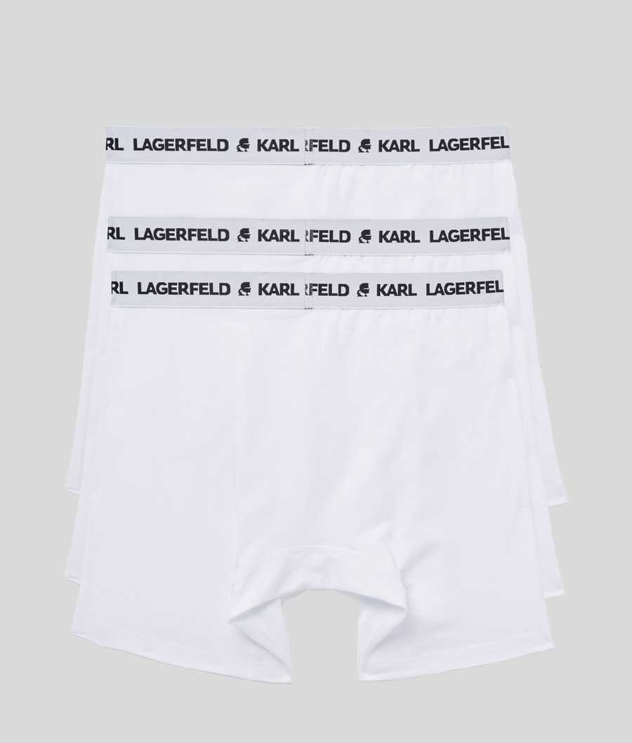 White Men's Karl Lagerfeld Logo Boxers - 3 Pack Underwear | AE968ULQV