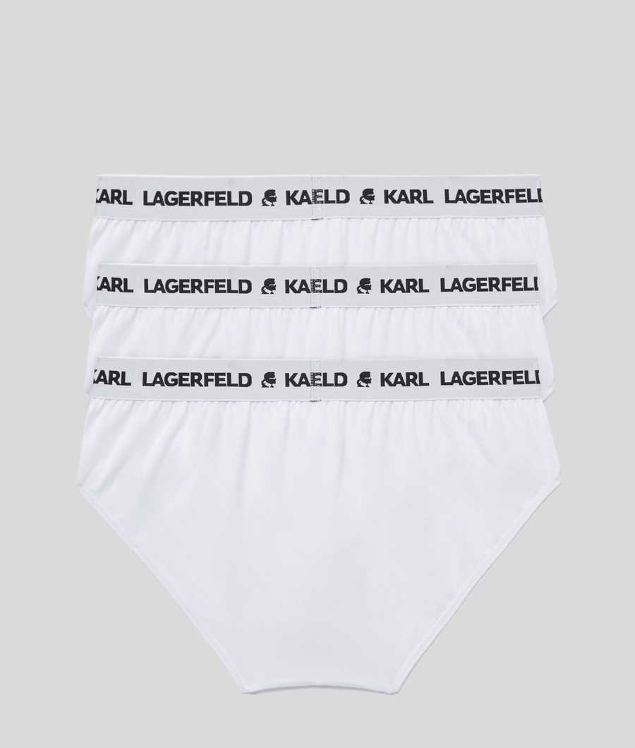 White Men's Karl Lagerfeld Logo Briefs 3-pack Underwear | AE273ISBY