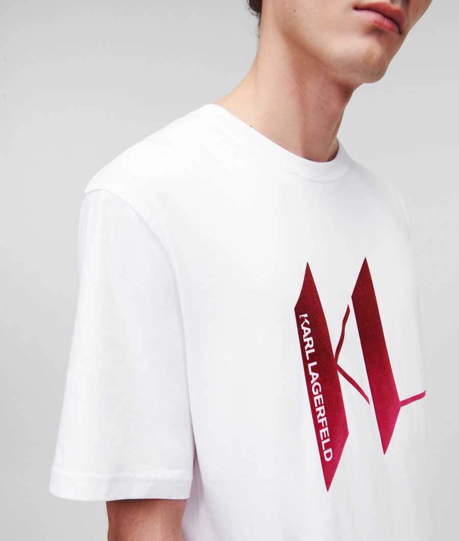 White Men's Karl Lagerfeld Ombré Karl Monogram T-Shirts | AE247SWXB