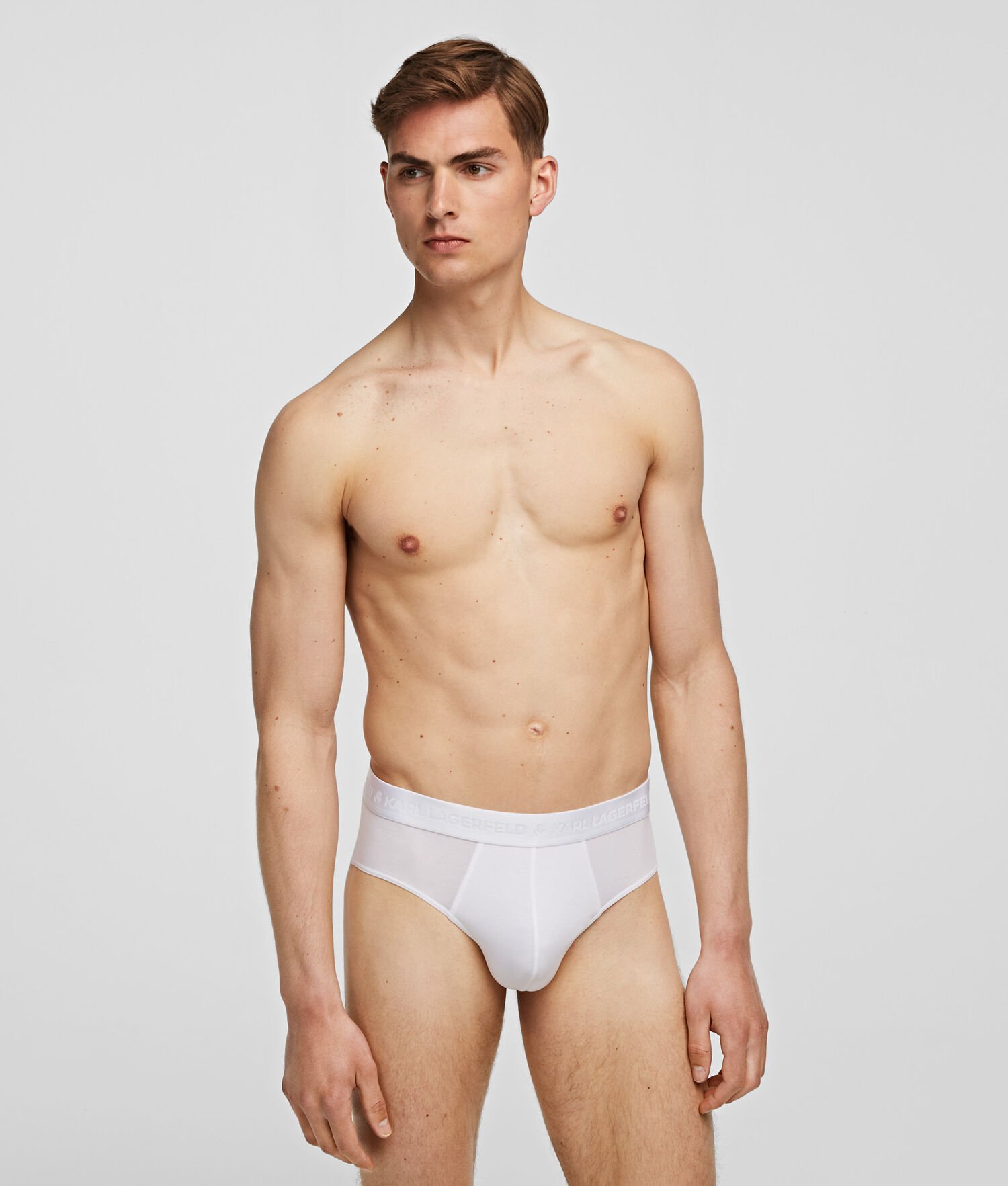 White Men's Karl Lagerfeld Premium Karl Logo Brief – 3 Pack Underwear | AE504JUCK