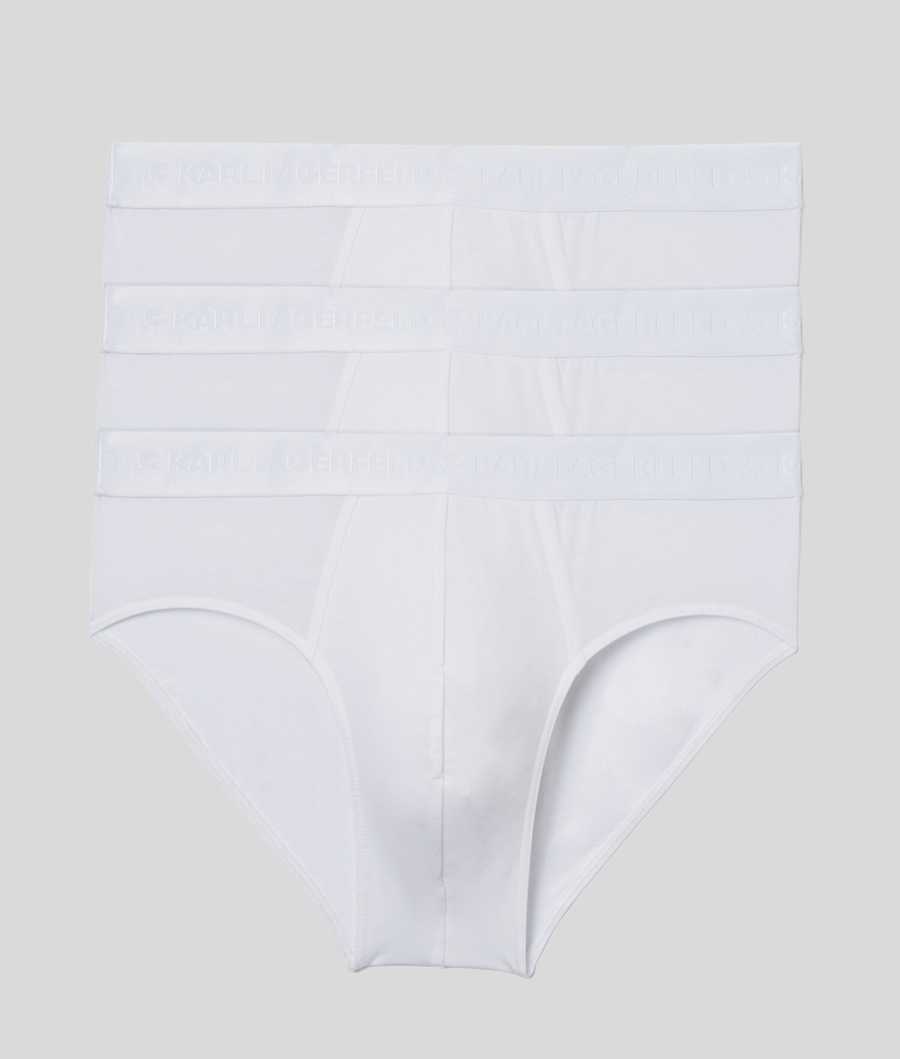 White Men\'s Karl Lagerfeld Premium Karl Logo Brief – 3 Pack Underwear | AE504JUCK