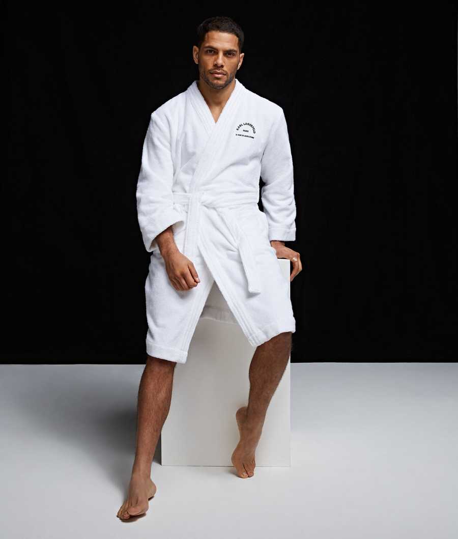 White Men's Karl Lagerfeld Rue St-guillaume Bathrobe Loungewear | AE279HXLJ