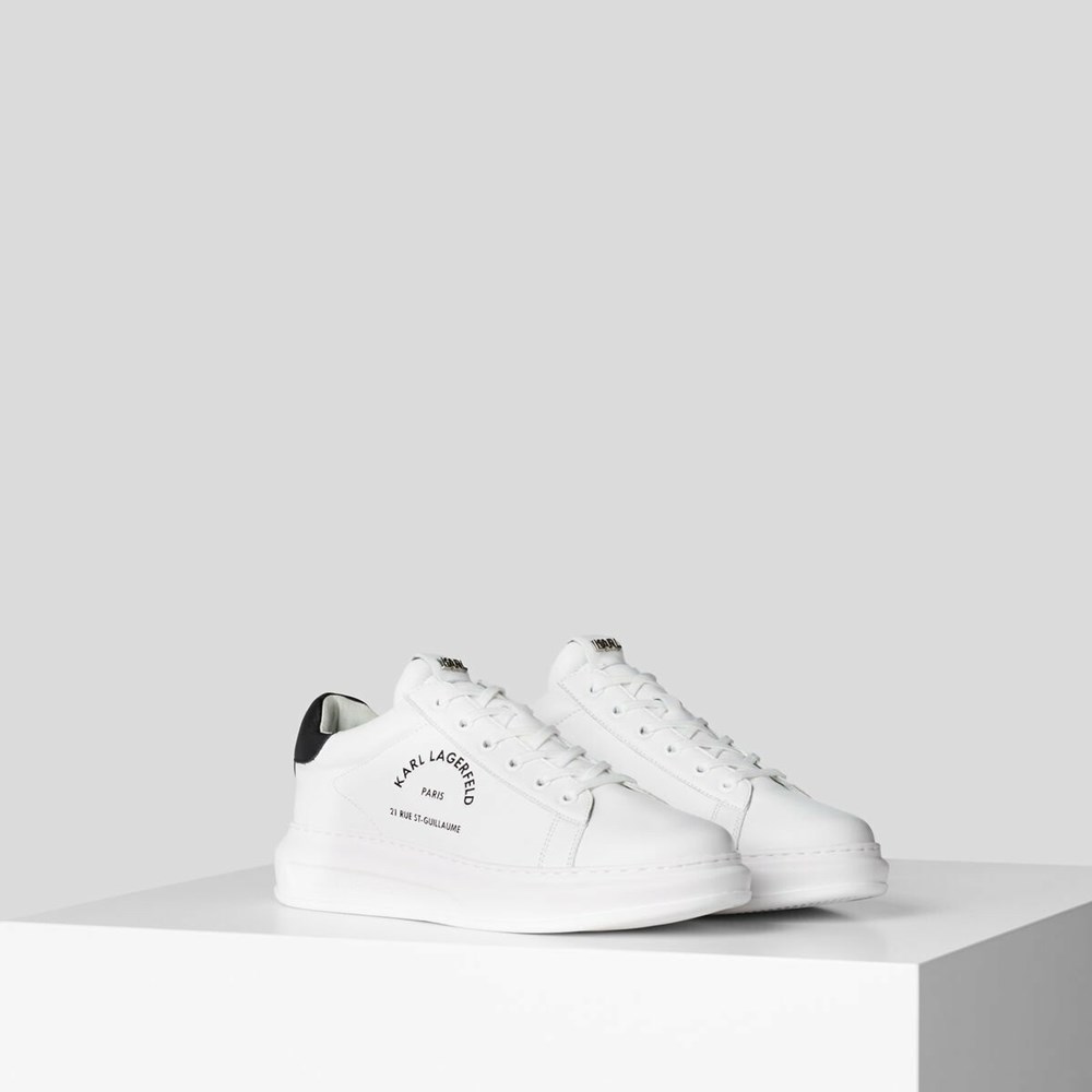 White Men\'s Karl Lagerfeld Rue St-guillaume Logo Kapri Sneakers | AE946OUBG