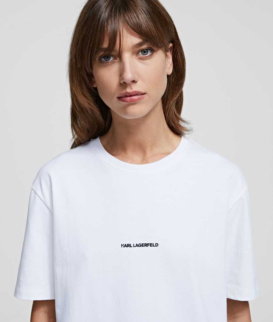 White Men's Karl Lagerfeld Unisex Logo T-Shirts | AE091KLVQ