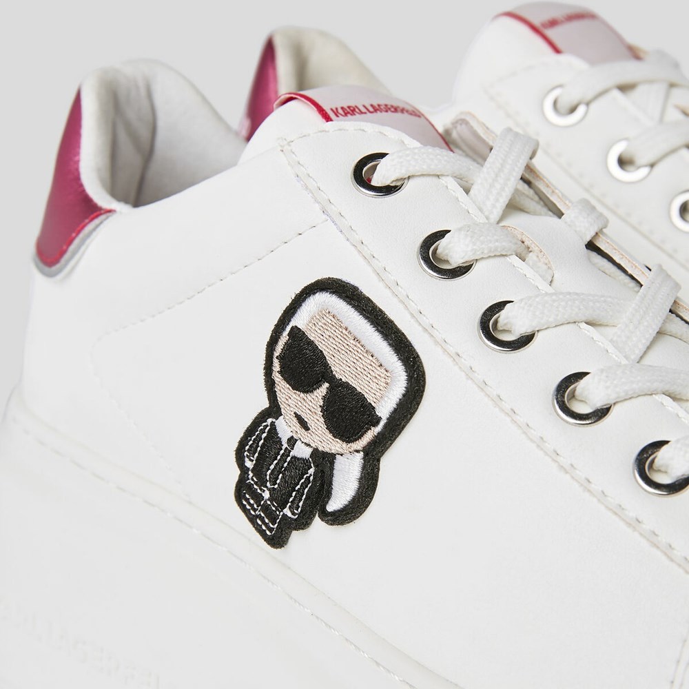 White / Pink Women's Karl Lagerfeld Anakapri K/Ikonic Sneakers | AE052ECBM