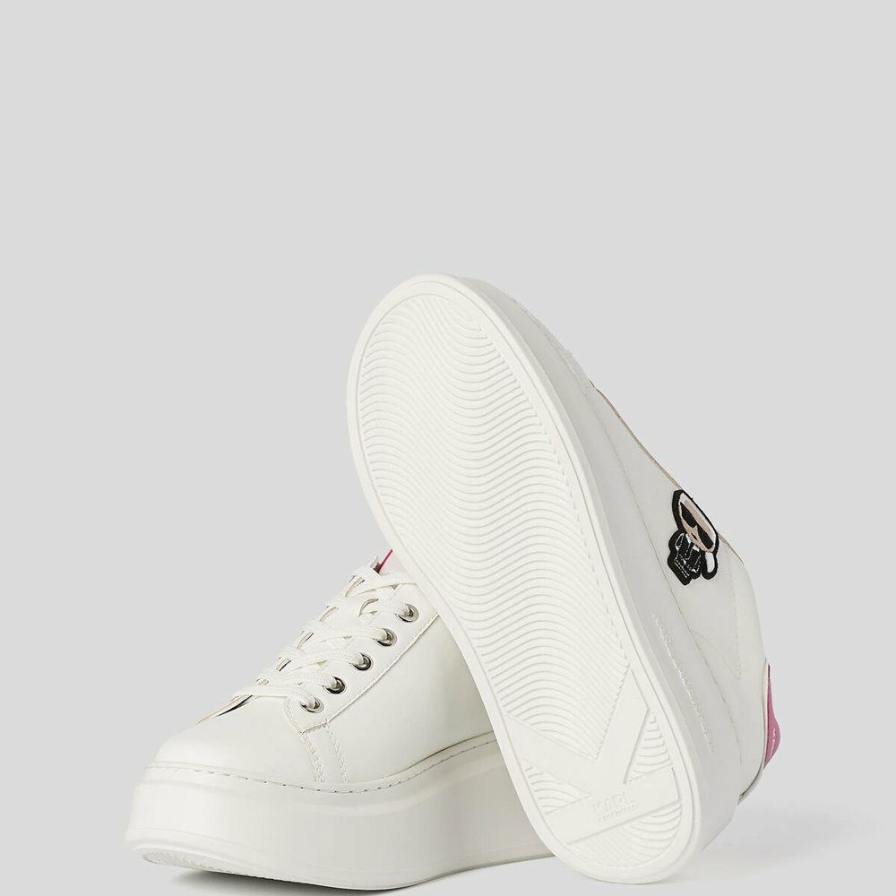 White / Pink Women's Karl Lagerfeld Anakapri K/Ikonic Sneakers | AE052ECBM