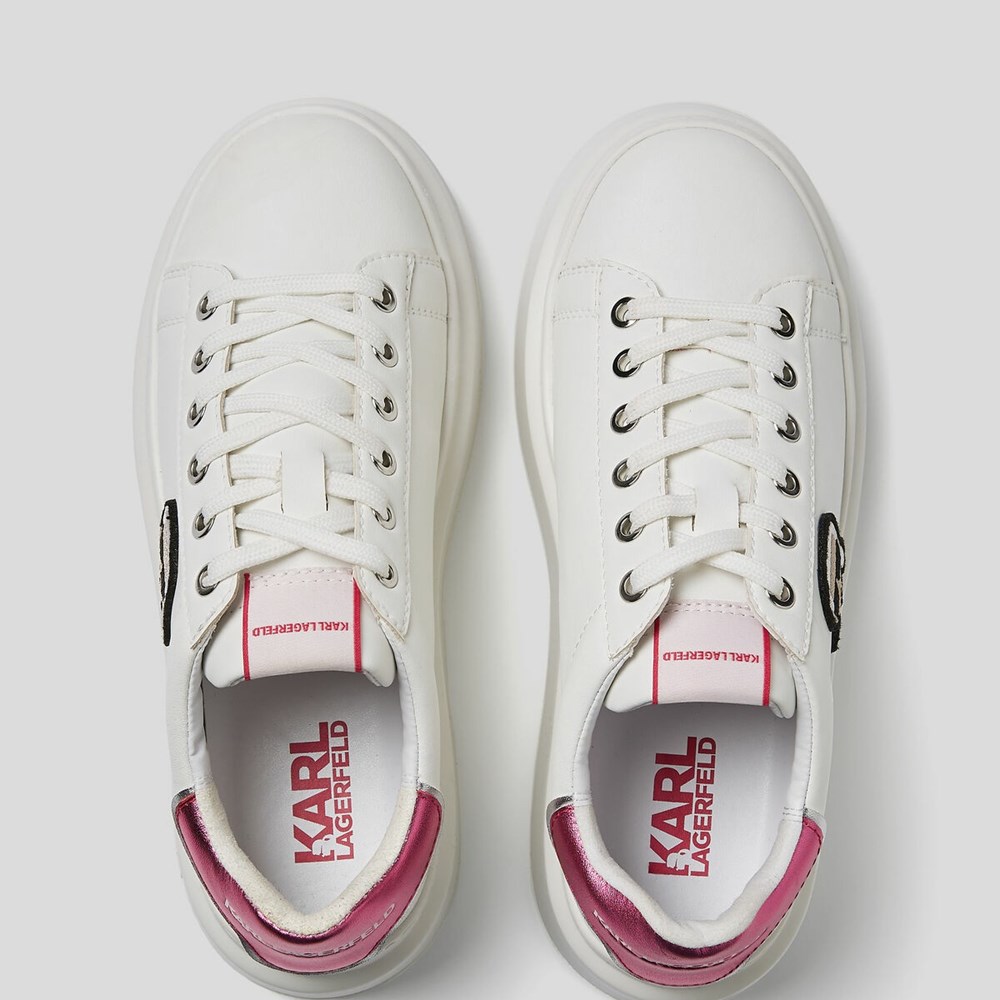 White / Pink Women's Karl Lagerfeld Anakapri K/Ikonic Sneakers | AE052ECBM