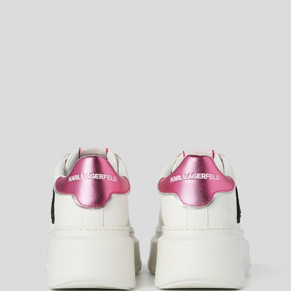 White / Pink Women's Karl Lagerfeld Anakapri K/Ikonic Sneakers | AE052ECBM