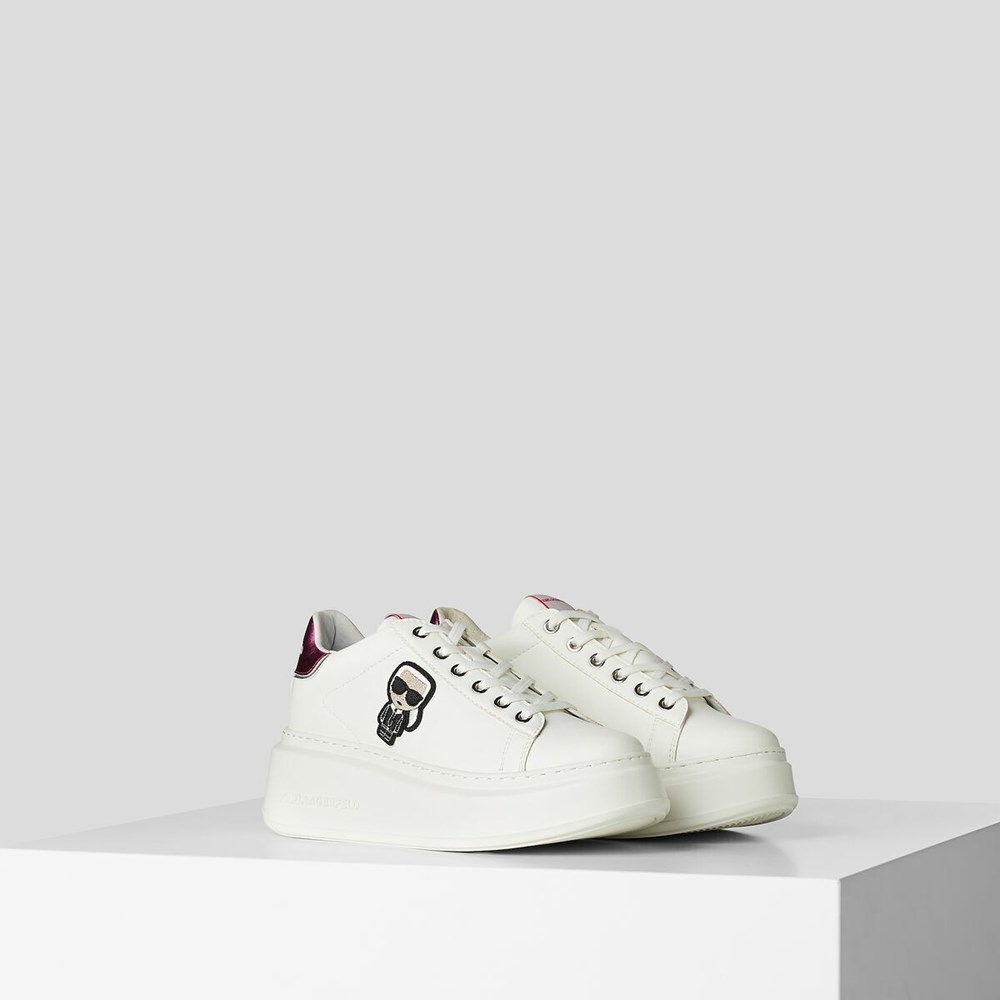 White / Pink Women\'s Karl Lagerfeld Anakapri K/Ikonic Sneakers | AE052ECBM