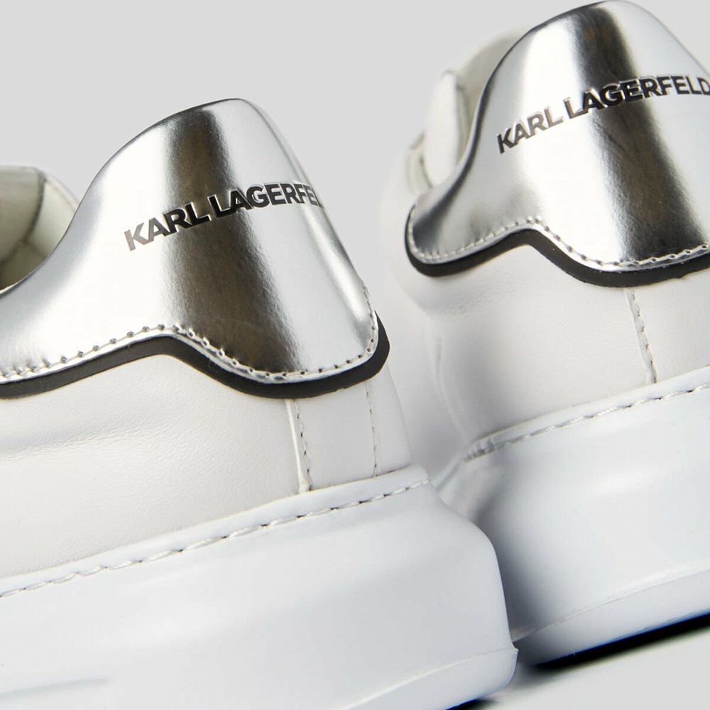 White / Silver Men's Karl Lagerfeld Kapri Karl Plexikonic Sneakers | AE742NPGI