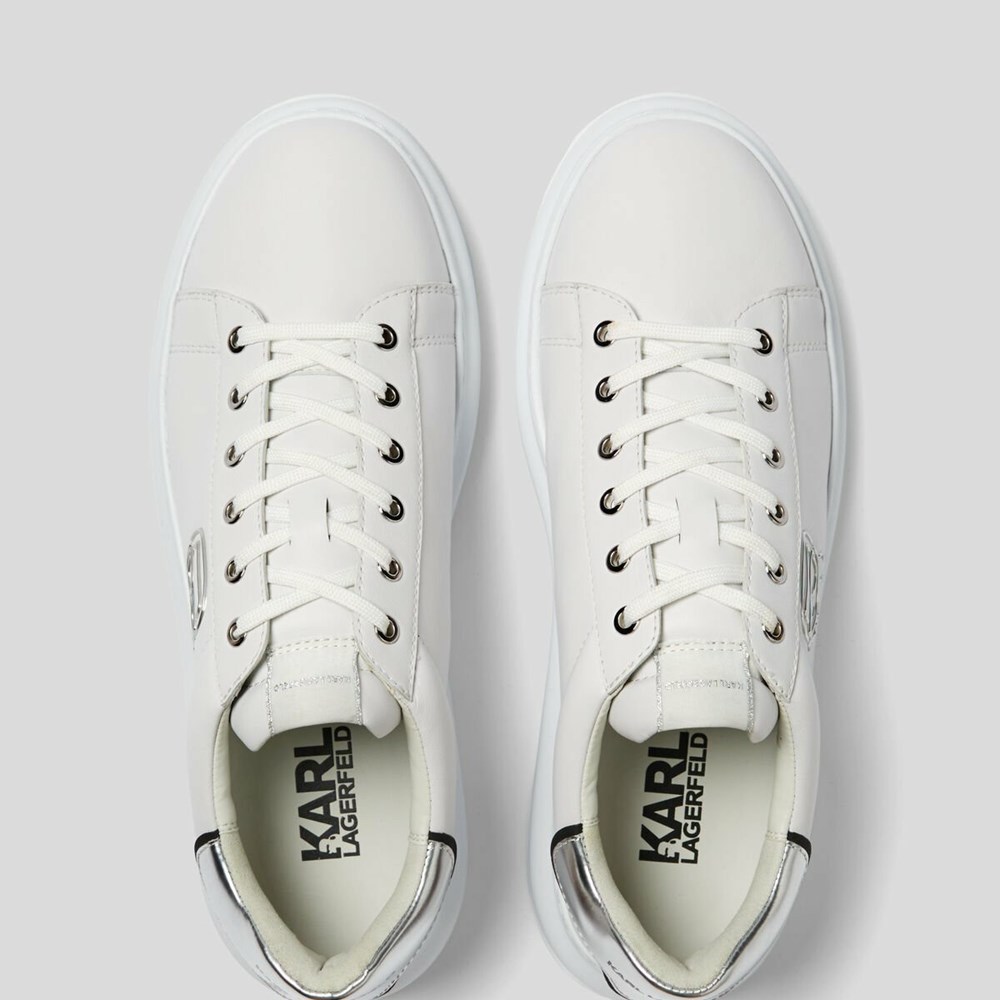 White / Silver Men's Karl Lagerfeld Kapri Karl Plexikonic Sneakers | AE742NPGI