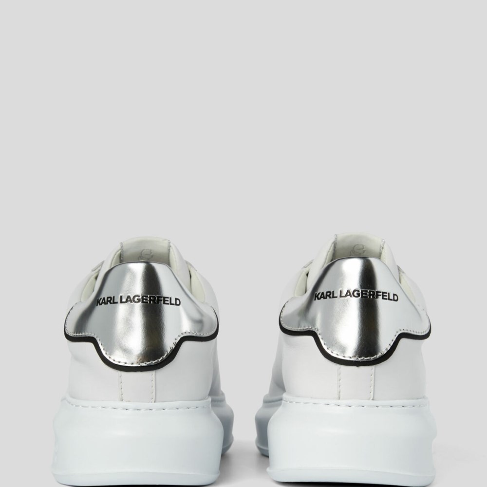 White / Silver Men's Karl Lagerfeld Kapri Karl Plexikonic Sneakers | AE742NPGI