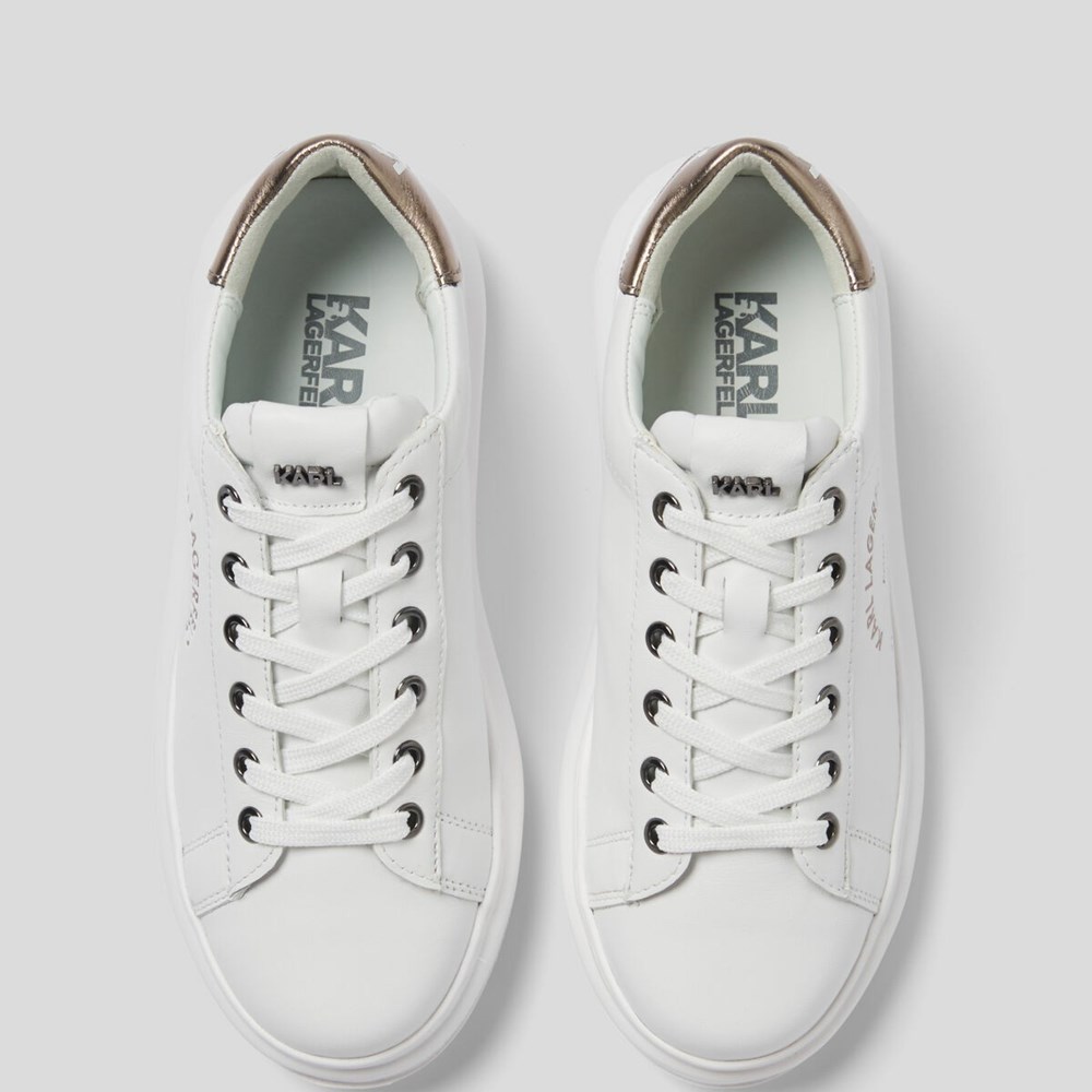 White / Silver Women's Karl Lagerfeld Rue St-guillaume Logo Kapri Sneakers | AE732PKSC