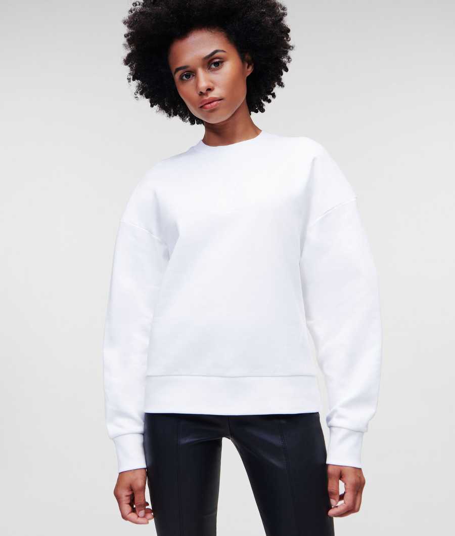 White Women\'s Karl Lagerfeld Athleisure Sweatshirts | AE167VKUT