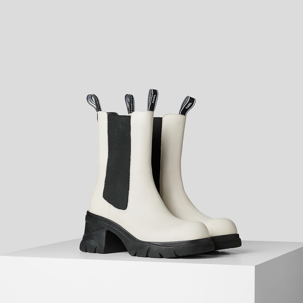 White Women's Karl Lagerfeld Bridger Midi Gore Boots | AE195MIFJ