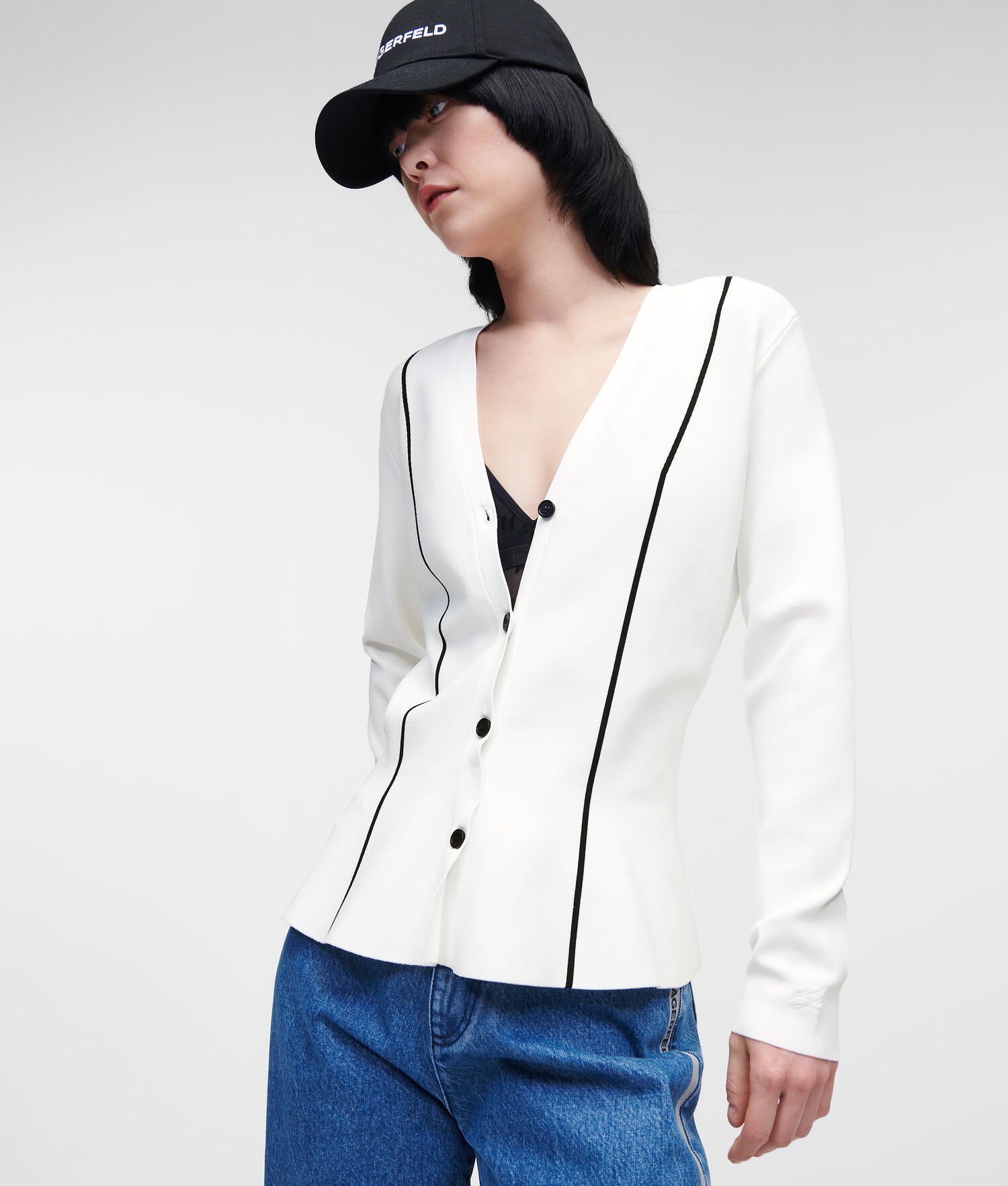 White Women\'s Karl Lagerfeld Button-front Knitwear | AE012CSGH