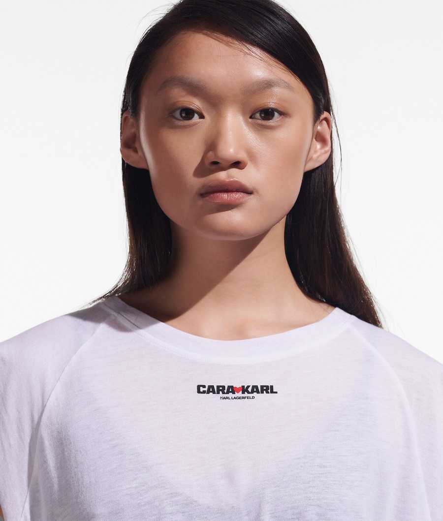 White Women's Karl Lagerfeld Cara Loves Karl T-Shirts | AE492DMWQ