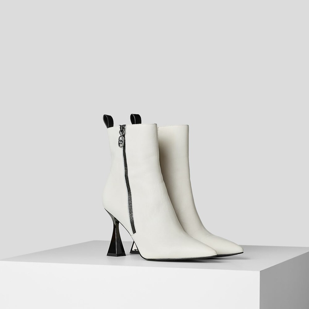 White Women's Karl Lagerfeld Debut 2-zip Ankle Boots | AE692KCUP