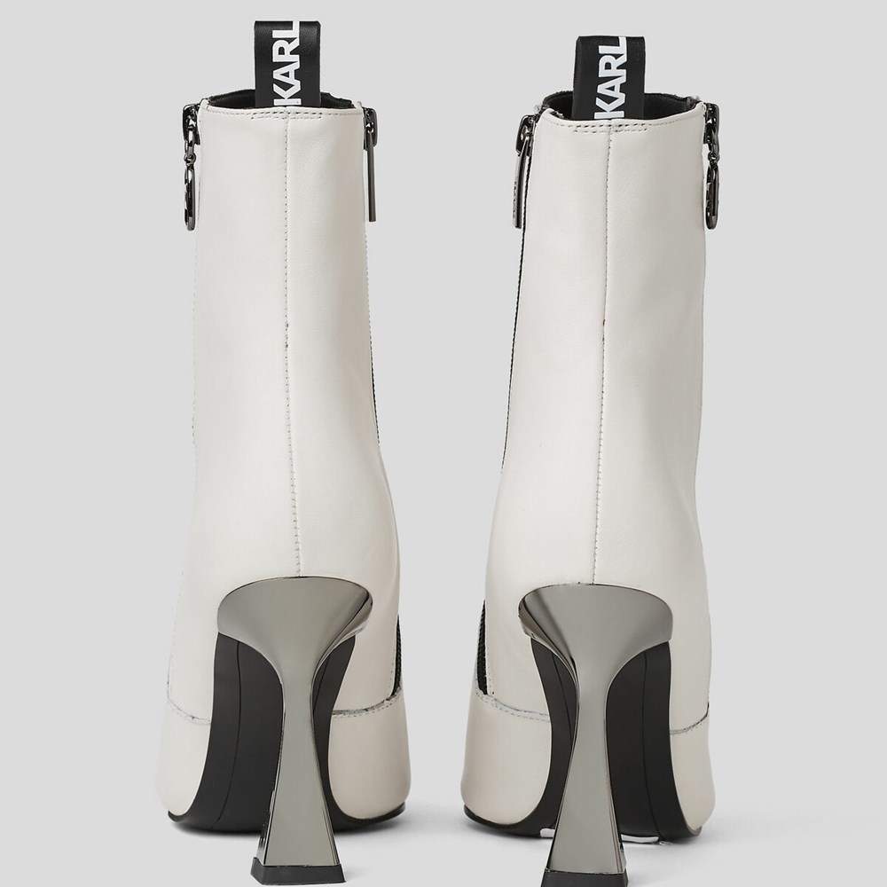 White Women's Karl Lagerfeld Debut 2-zip Ankle Boots | AE692KCUP