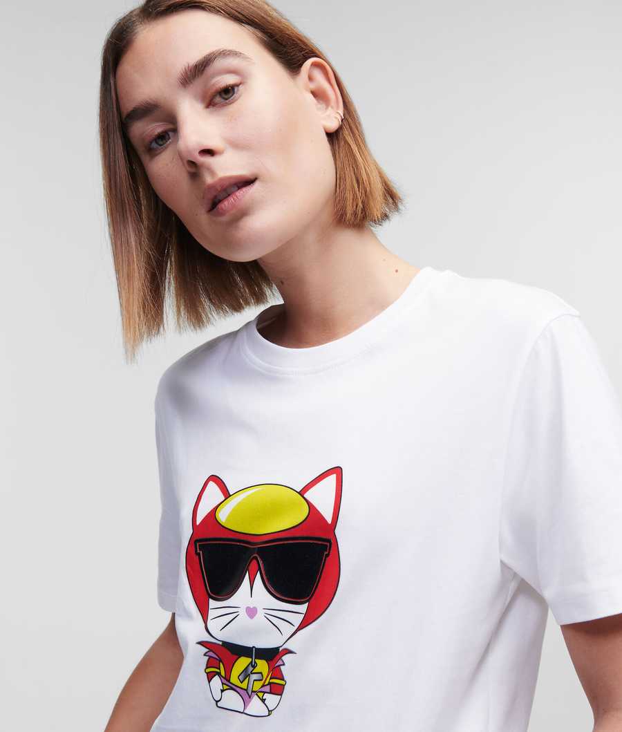 White Women's Karl Lagerfeld Hero Ikonik Choupette T-Shirts | AE498FUIG