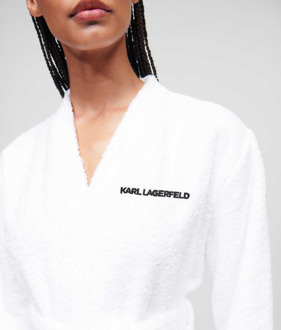 White Women's Karl Lagerfeld Ikonik 2.0 Bathrobe Loungewear | AE071GPJM