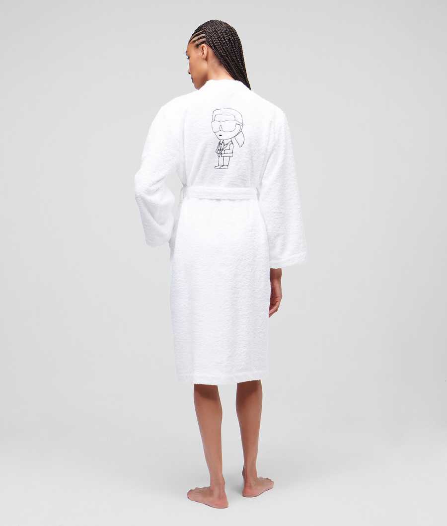 White Women's Karl Lagerfeld Ikonik 2.0 Bathrobe Loungewear | AE071GPJM