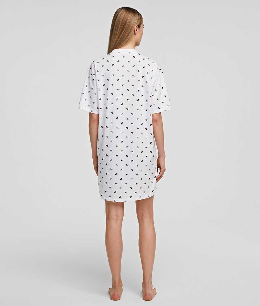 White Women's Karl Lagerfeld Ikonik Karl Night Dress Loungewear | AE361IFXY