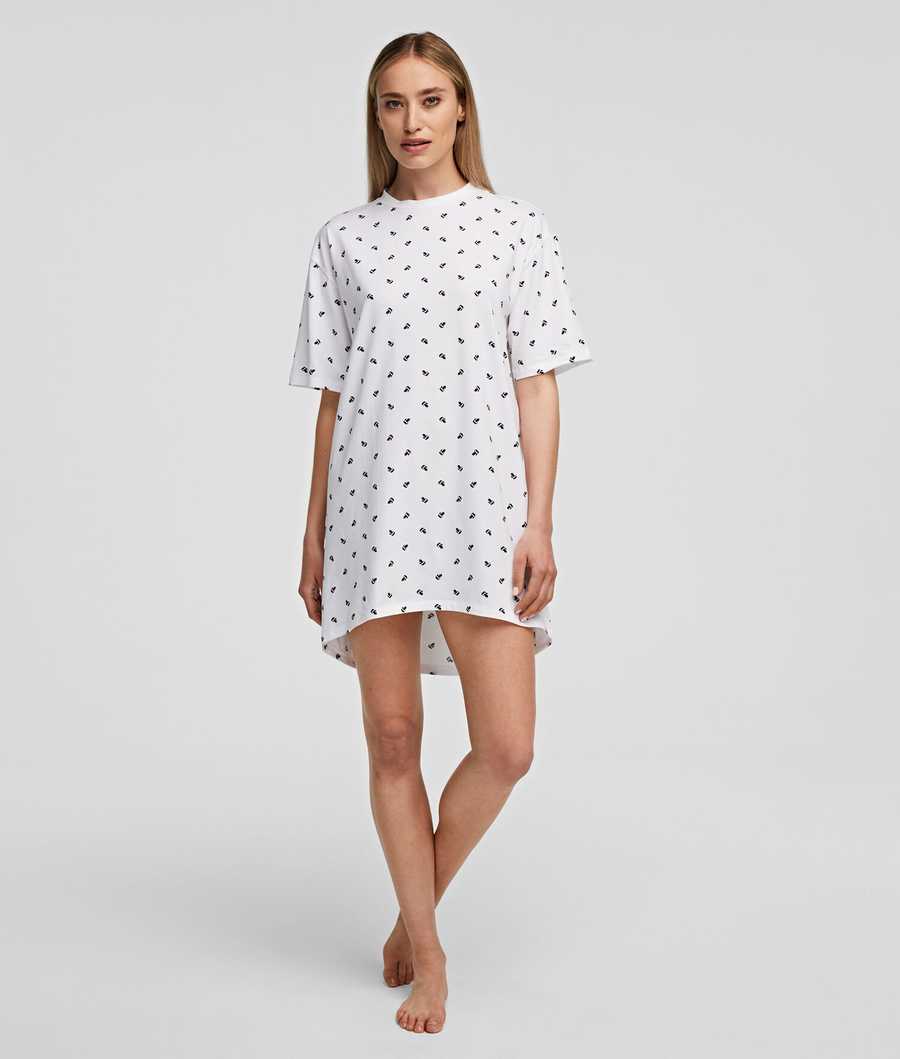 White Women\'s Karl Lagerfeld Ikonik Karl Night Dress Loungewear | AE361IFXY