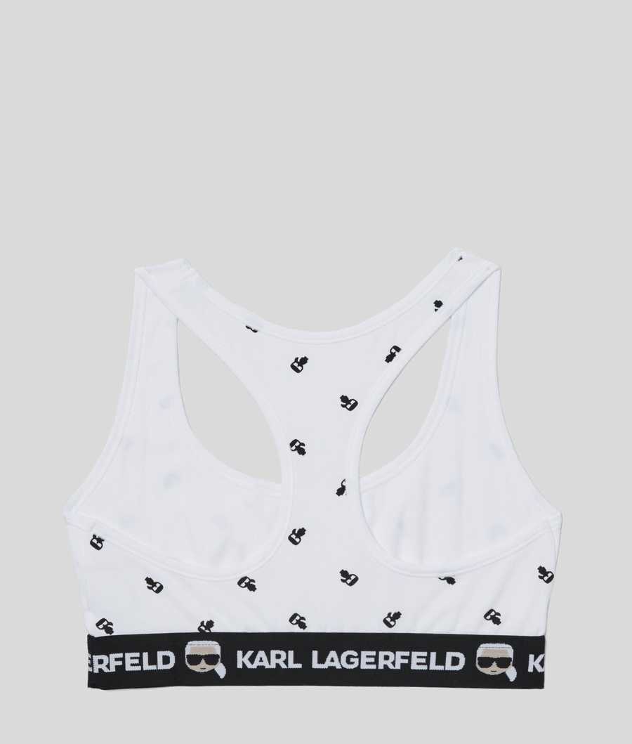 White Women's Karl Lagerfeld Ikonik Karl Sports Bra Underwear | AE791VWKA