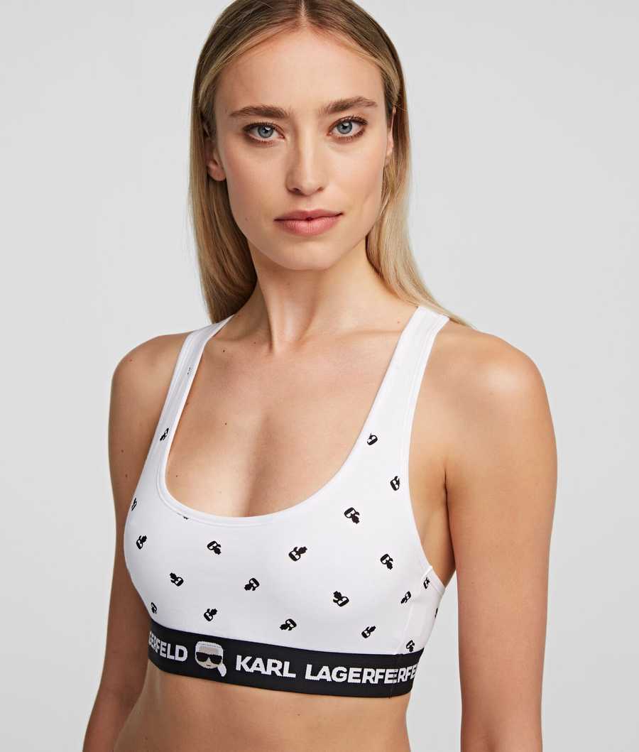 White Women\'s Karl Lagerfeld Ikonik Karl Sports Bra Underwear | AE791VWKA