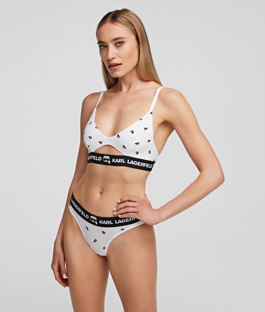 White Women's Karl Lagerfeld Ikonik Karl Peephole Bra Underwear | AE936EHQW