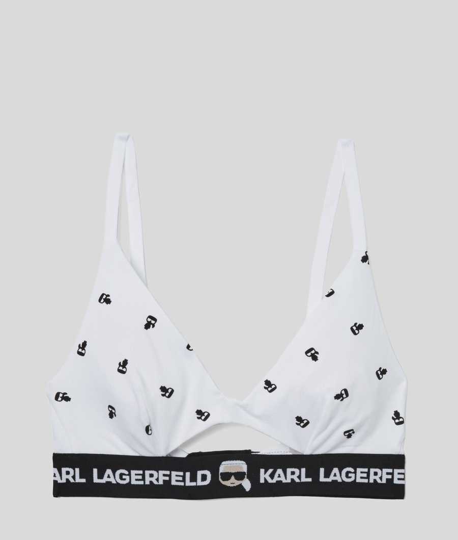 White Women's Karl Lagerfeld Ikonik Karl Peephole Bra Underwear | AE936EHQW