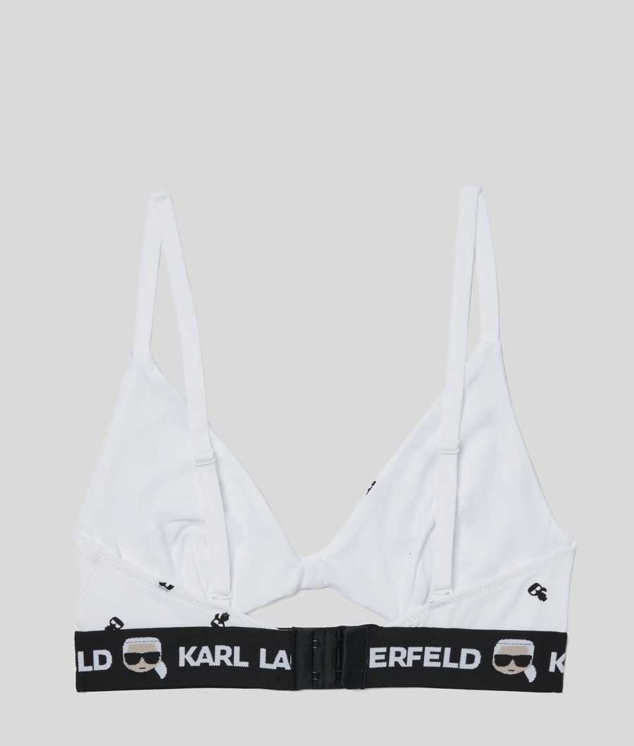 White Women's Karl Lagerfeld Ikonik Karl Peephole Bra Underwear | AE936EHQW