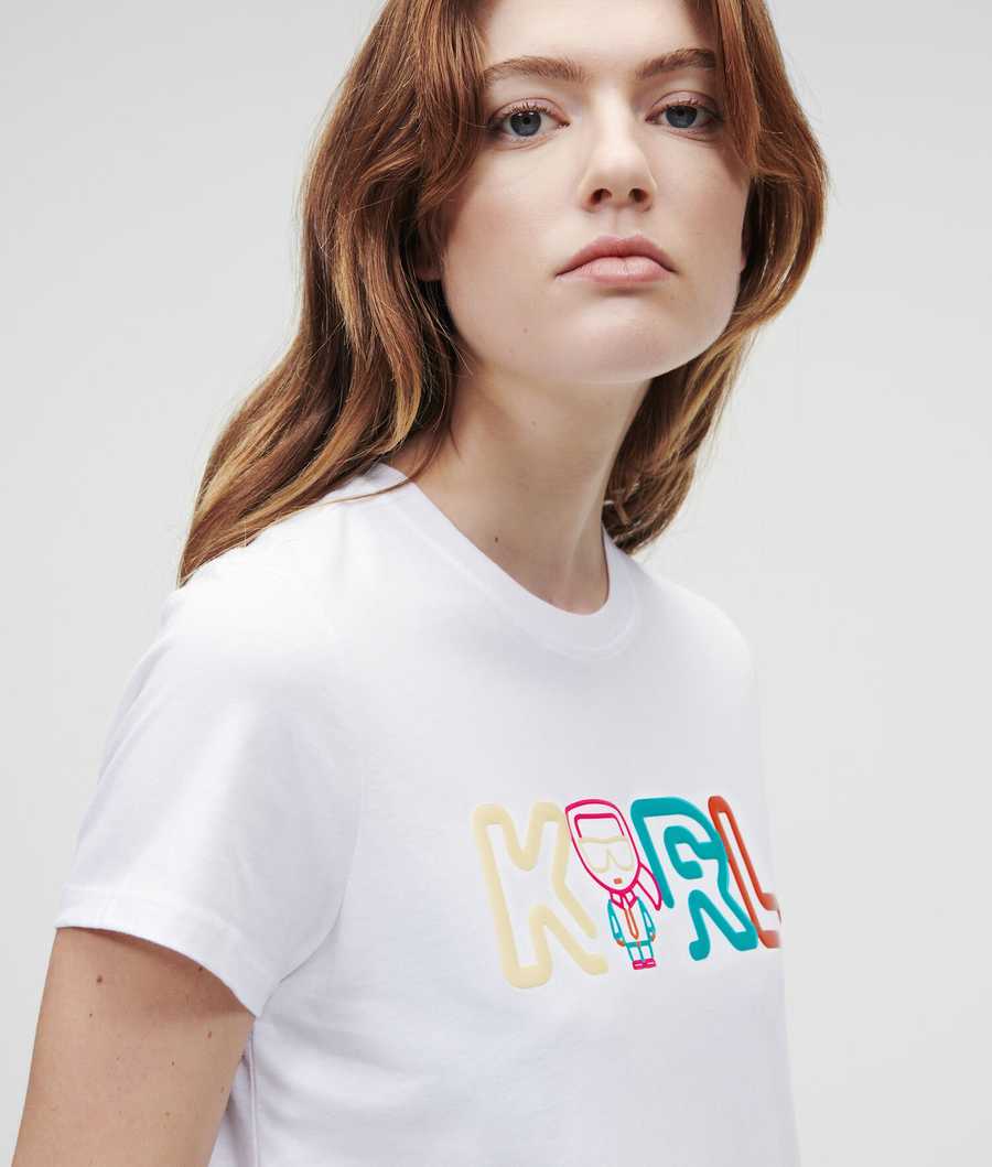 White Women's Karl Lagerfeld Jelly Karl Logo T-Shirts | AE297MAOI