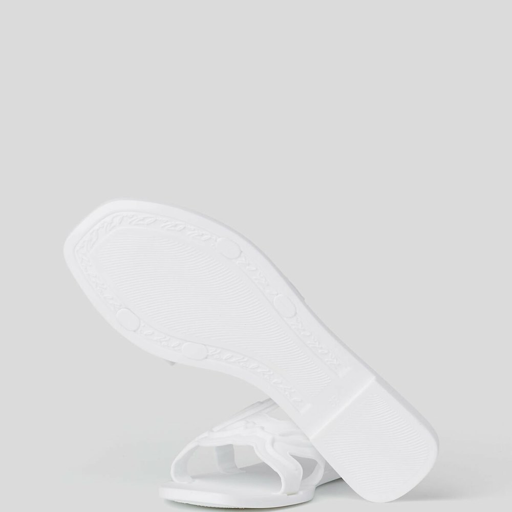 White Women's Karl Lagerfeld Jelly Signature Slide Sandals & Flats | AE340XAUH