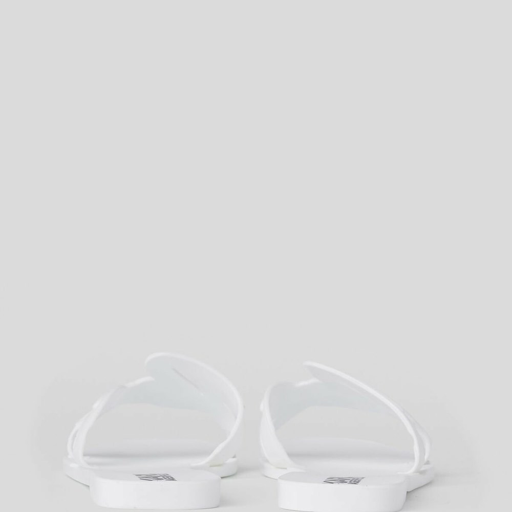 White Women's Karl Lagerfeld Jelly Signature Slide Sandals & Flats | AE340XAUH