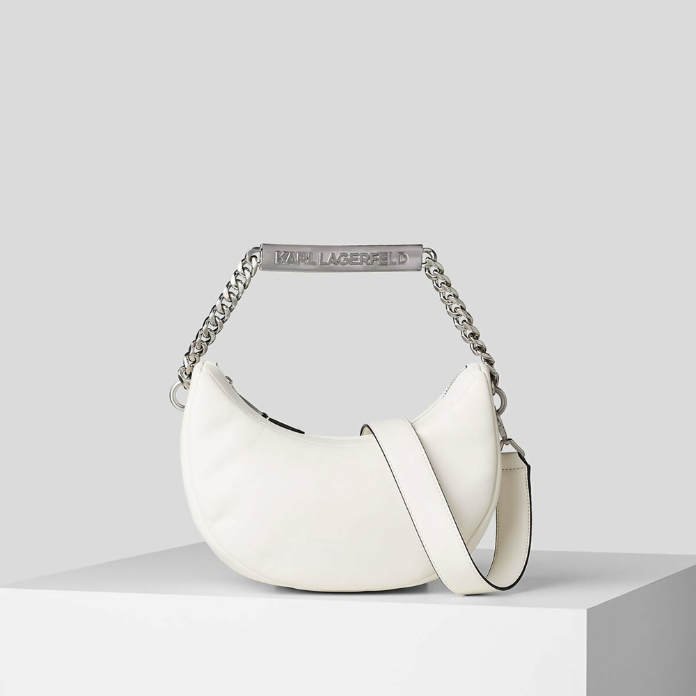 White Women\'s Karl Lagerfeld K/Id Half-moon Shoulder Bags | AE763XAPQ