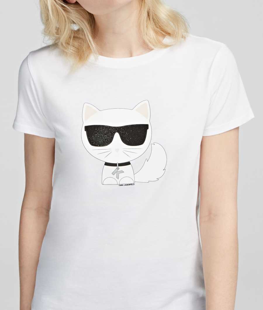 White Women\'s Karl Lagerfeld K/Ikonik Choupette T-Shirts | AE695TVEZ