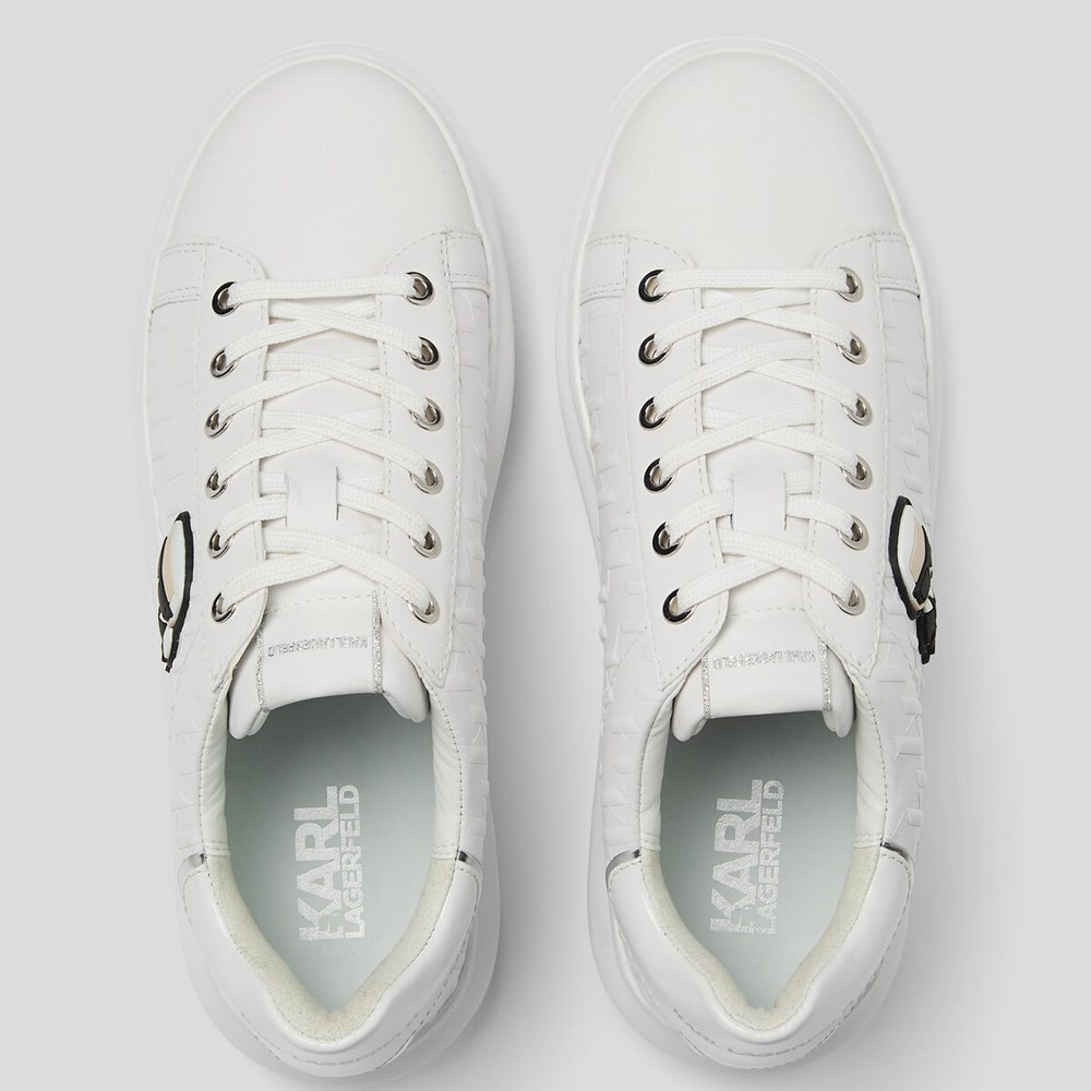 White Women's Karl Lagerfeld K/Ikonik Kapri Kl Monogram Sneakers | AE190JDYH