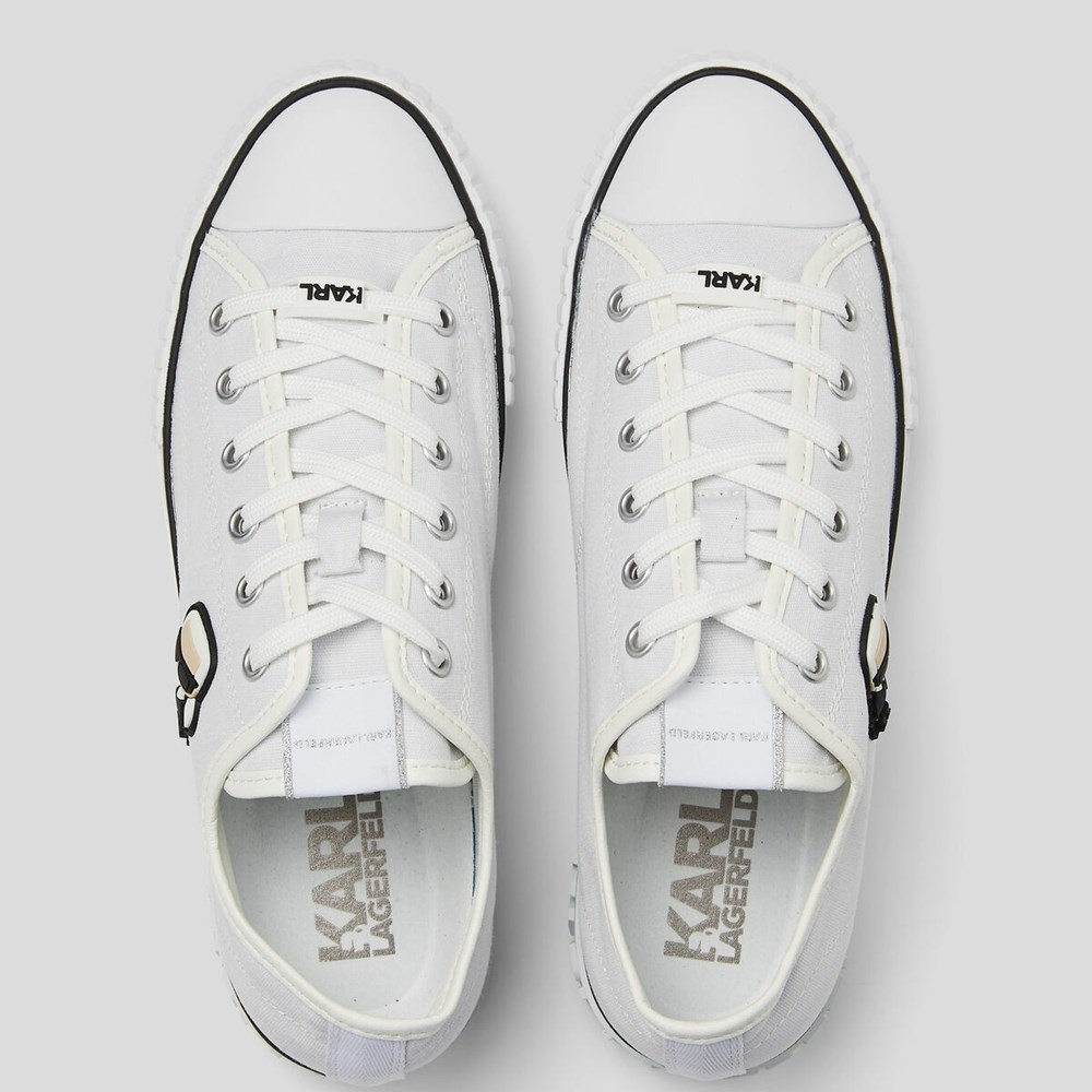 White Women's Karl Lagerfeld K/Ikonik Kampus Max Karl Sneakers | AE928OEWS