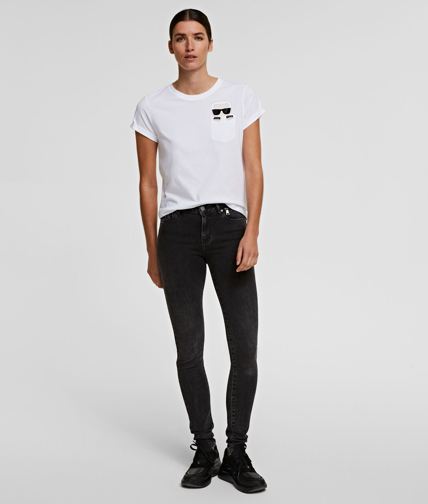 White Women's Karl Lagerfeld K/Ikonik Pocket T-Shirts | AE312EFSK