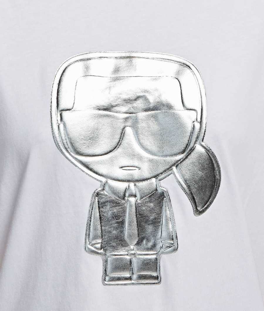 White Women's Karl Lagerfeld K/Ikonik Rhinestone T-Shirts | AE375ZRXU