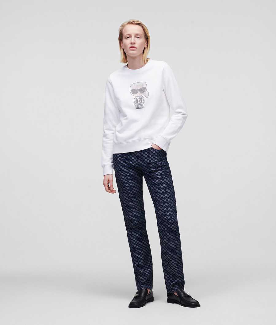 White Women's Karl Lagerfeld K/Ikonik Sparkle Sweatshirts | AE819RVAJ