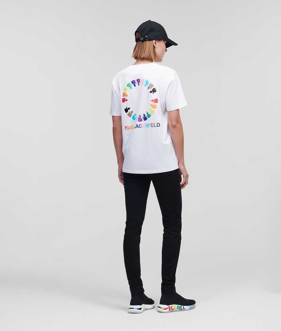 White Women's Karl Lagerfeld K/Love Circle Artwork T-Shirts | AE487ZRNY