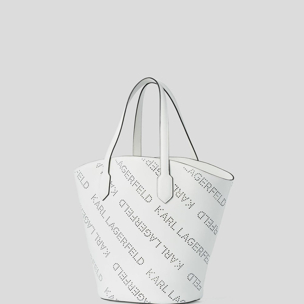 White Women's Karl Lagerfeld K/Punched Logo Large Tote Bags | AE183SEGJ