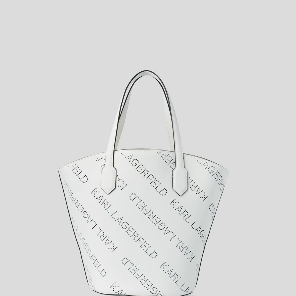 White Women's Karl Lagerfeld K/Punched Logo Large Tote Bags | AE183SEGJ