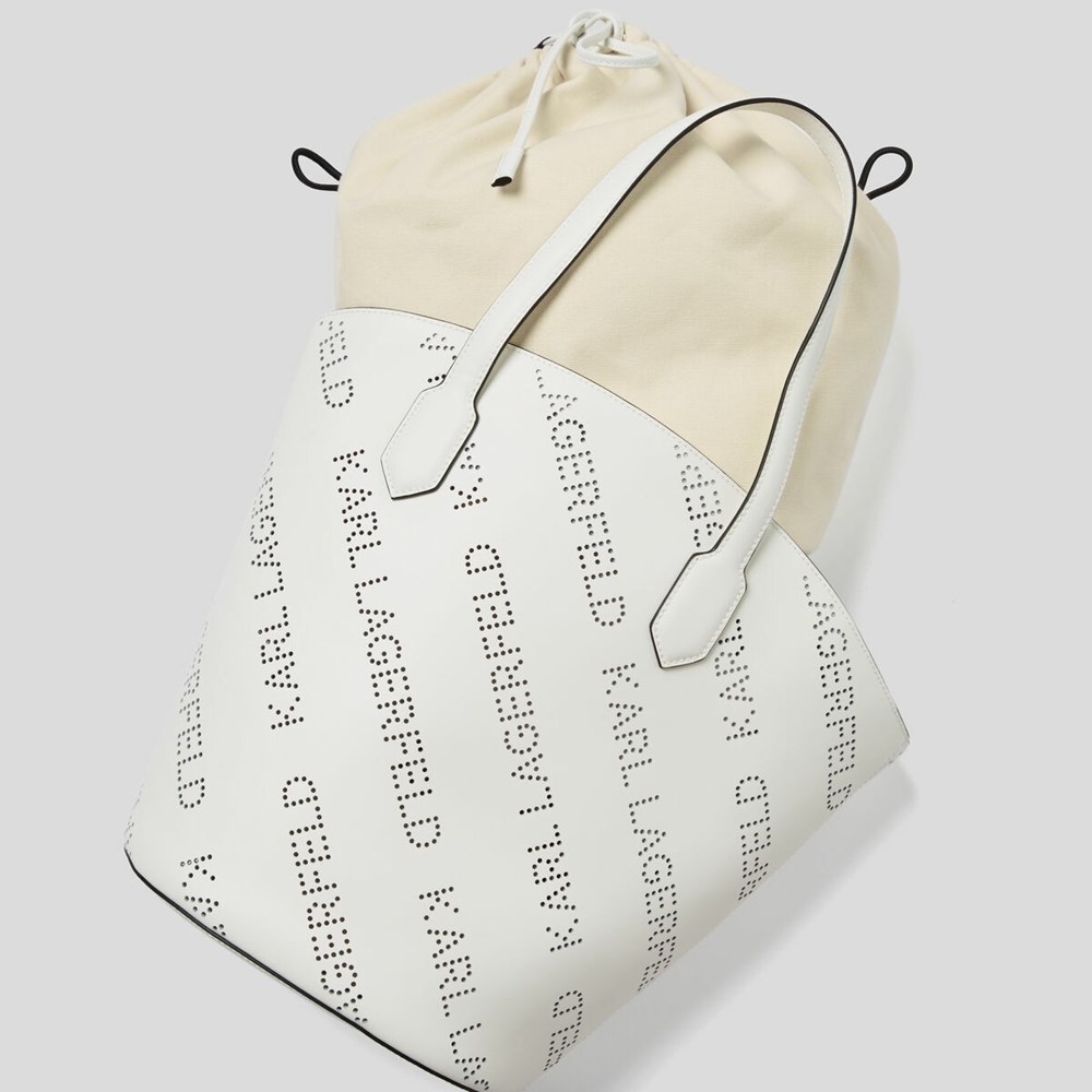 White Women's Karl Lagerfeld K/Punched Logo Large Tote Bags | AE183SEGJ