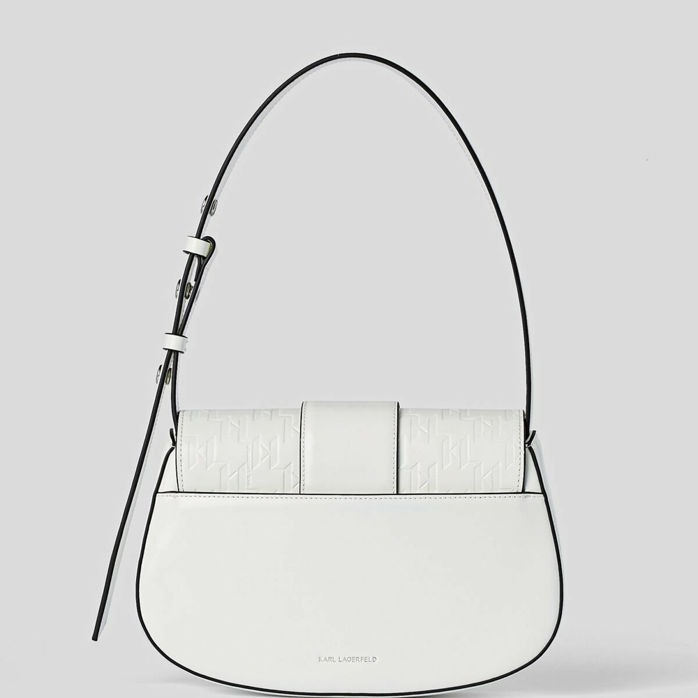 White Women's Karl Lagerfeld K/Saddle Monogram-embossed Shoulder Bags | AE350QBGE