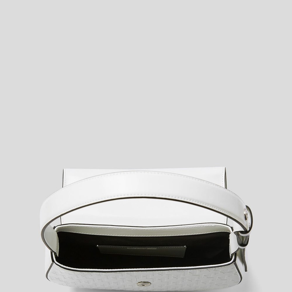 White Women's Karl Lagerfeld K/Saddle Monogram-embossed Shoulder Bags | AE350QBGE