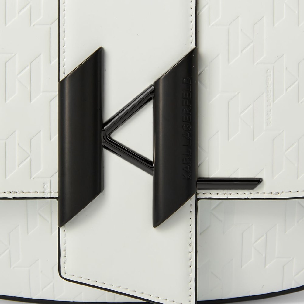 White Women's Karl Lagerfeld K/Saddle Monogram-embossed Shoulder Bags | AE350QBGE